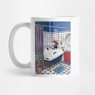 Sheepadoodle taking a bath Mug